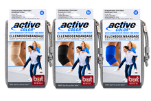 Ellenbogenbandagen-Set Active Color: blau, hautfarben und schwarz in Packung