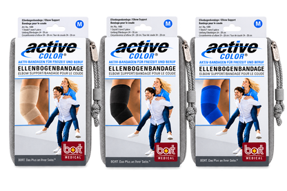 Ellenbogenbandagen-Set Active Color: blau, hautfarben und schwarz in Packung