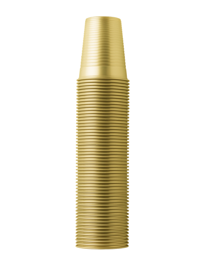 Goldfarbener Einweg-Spülbecher mit Rillen, 180 ml