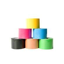 Kinesiologie-Tape-Rollen, mehrere Farben (gelb, pink, blau, grün, beige, schwarz)