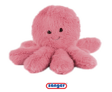 Rosa Oktopus-Körnerkissen „Octavia“ mit Kirschkernfüllung, weiches Plüsch