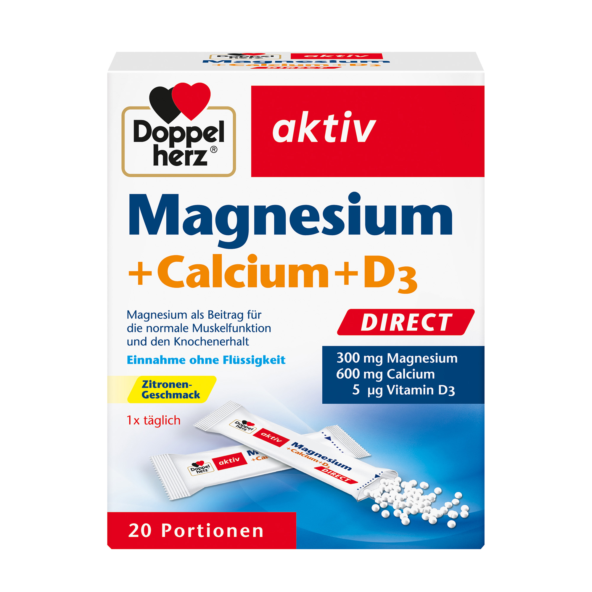 Doppelherz aktiv Magnesium + Calcium + Vitamin D3, 20 Portionen