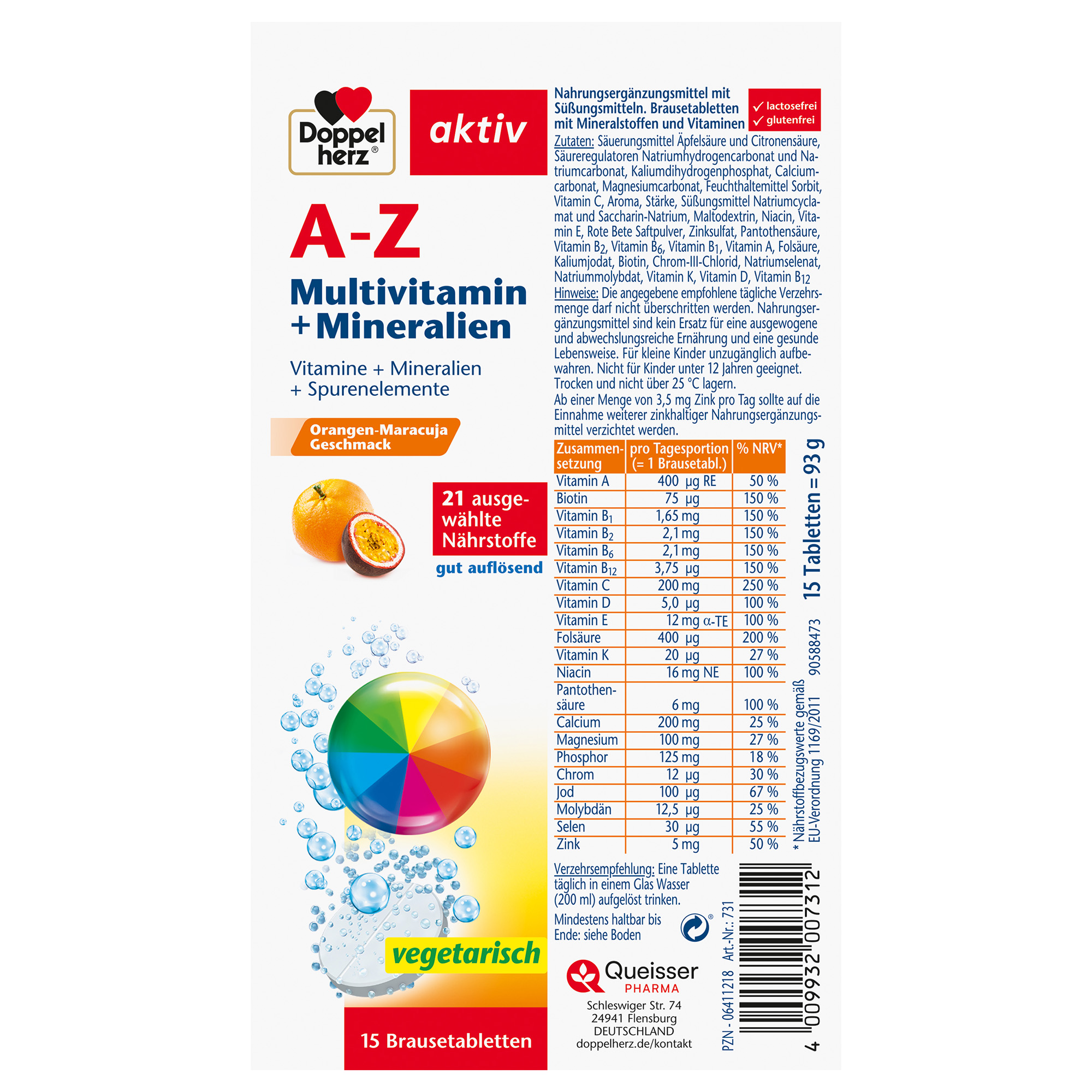 Doppelherz aktiv A-Z Multivitamin und Mineralien, 15 Brausetabletten